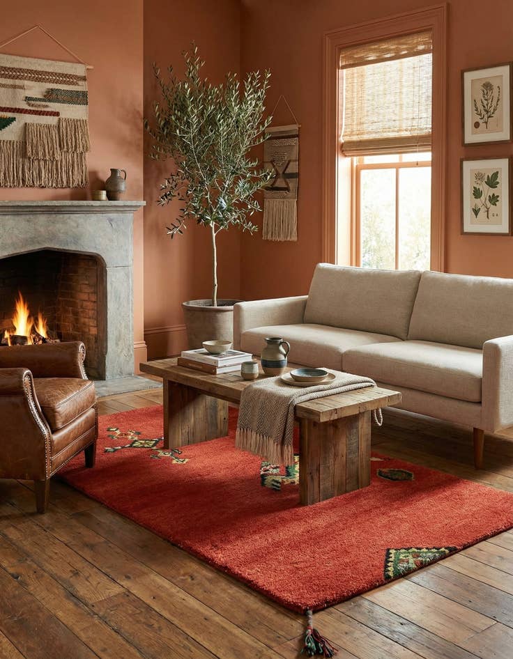 Detail image of 3' 2 x 6'  Hand Knotted Gabbeh Wool Rug