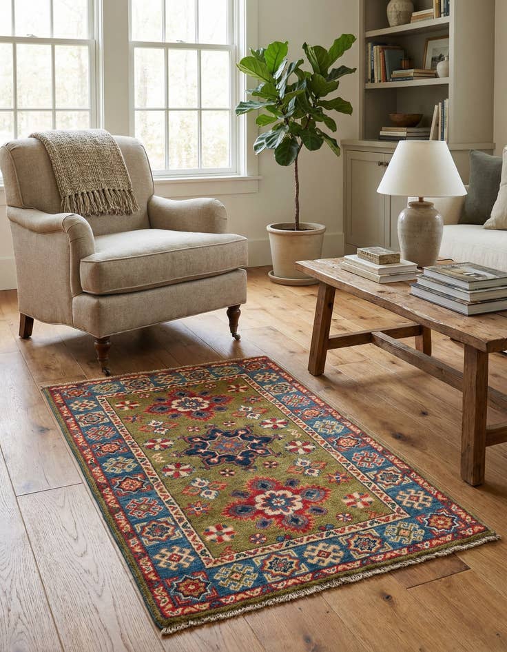 Detail image of 2' 8 x 4'  Hand Knotted Kazak Rug