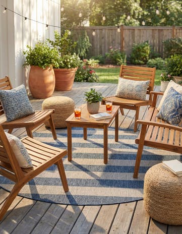 10' x 10' Easy-Clean Ribbon Indoor / Outdoor Round Rug
