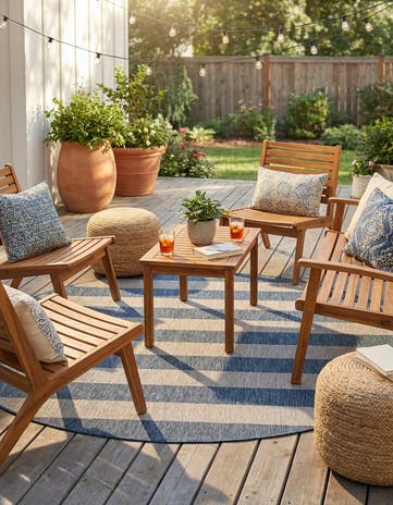 10' x 10' Easy-Clean Ribbon Indoor / Outdoor Round Rug