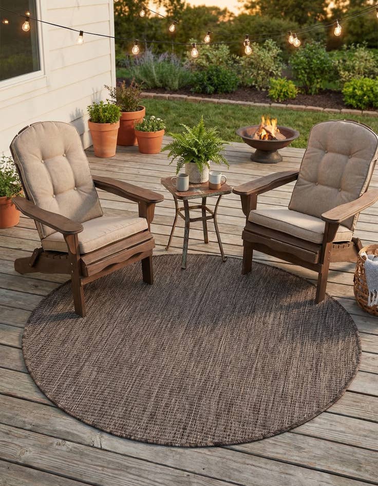 Detail image of 3' 1 x 3' 1  Washable Solid Indoor / Outdoor Round Rug