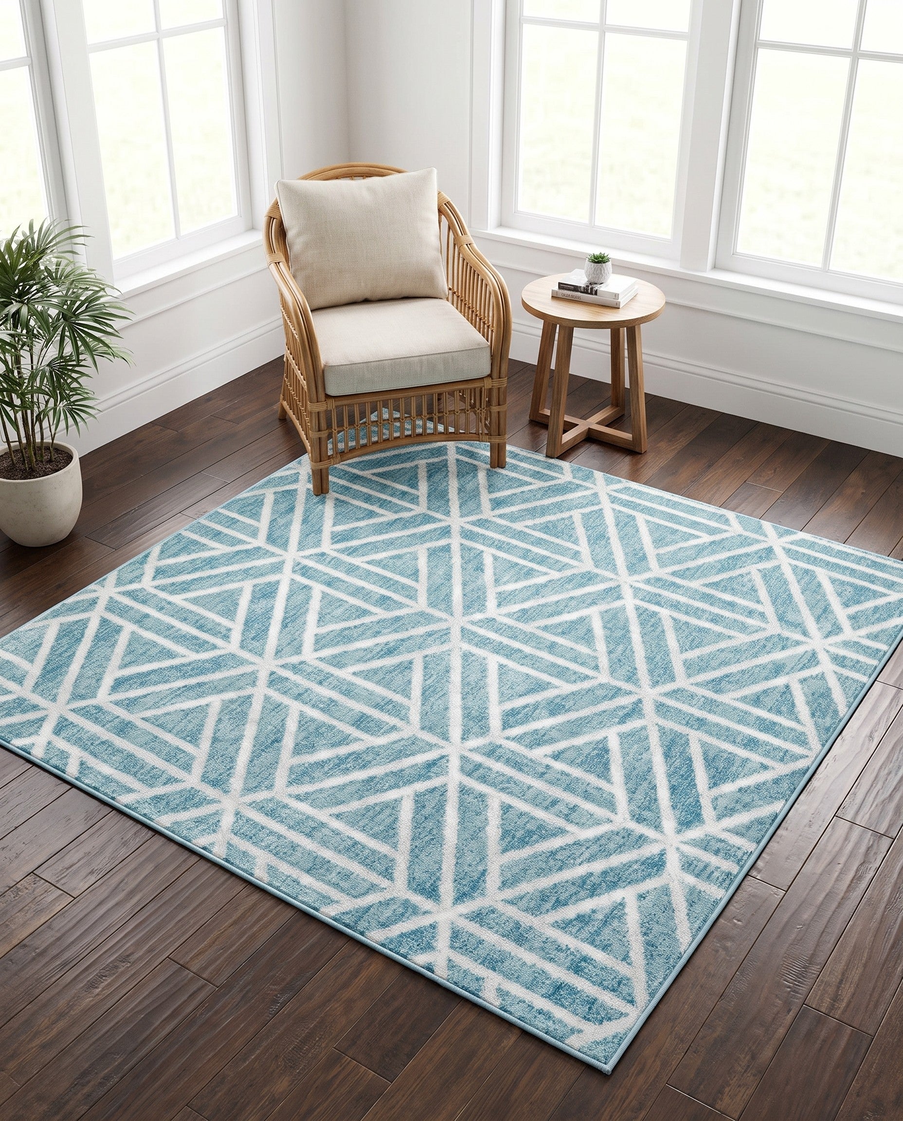 5' 3 x 5' 3 Lattice Trellis Square Rug