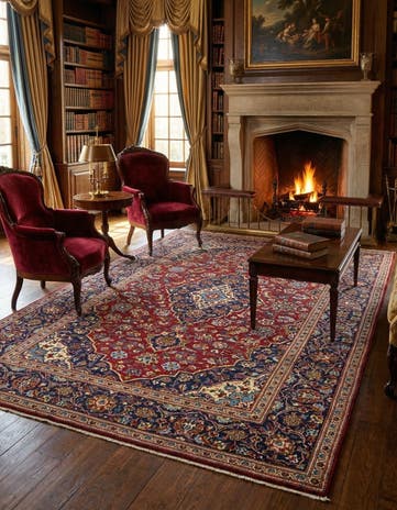 6' 5 x 10' 6 Hand Knotted Kashan Persian Wool Rug