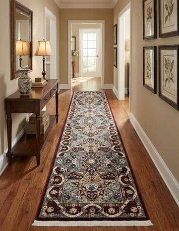 Burgundy Nain Design Runner Rug