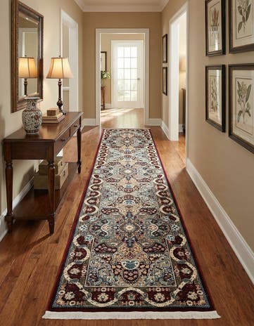 Burgundy Nain Design Runner Rug