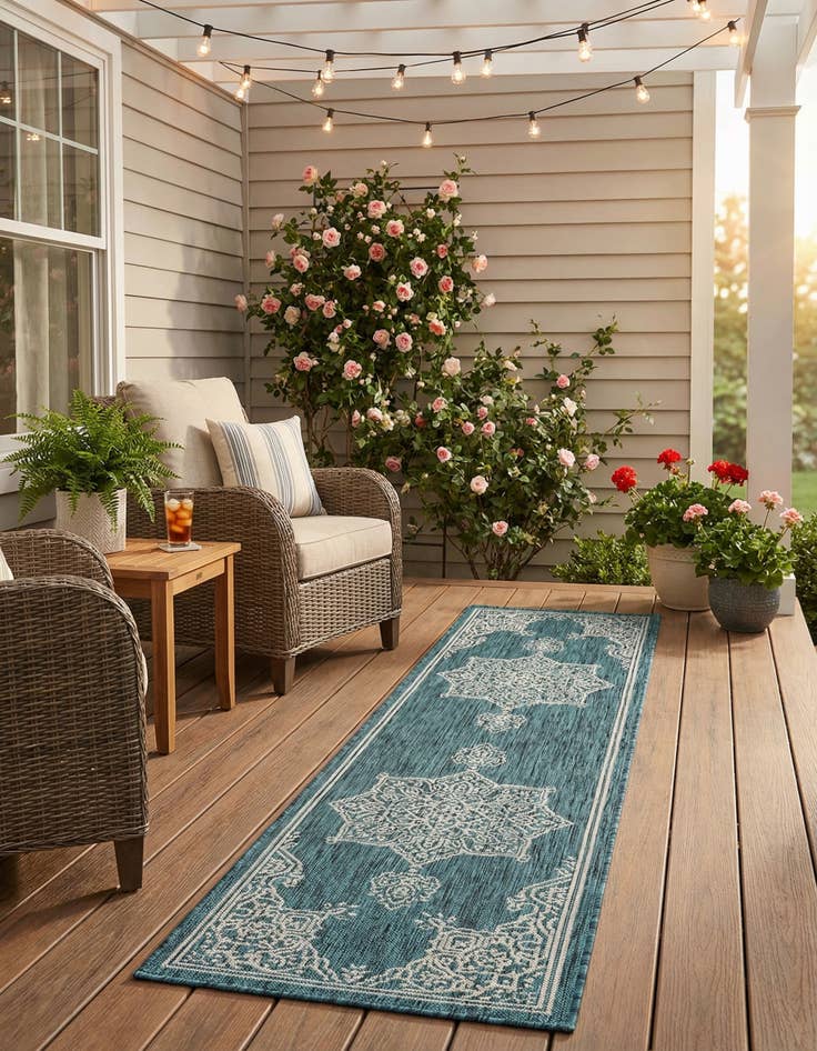 Detail image of  2' x 8'  Washable Traditional Indoor / Outdoor Runner Rug