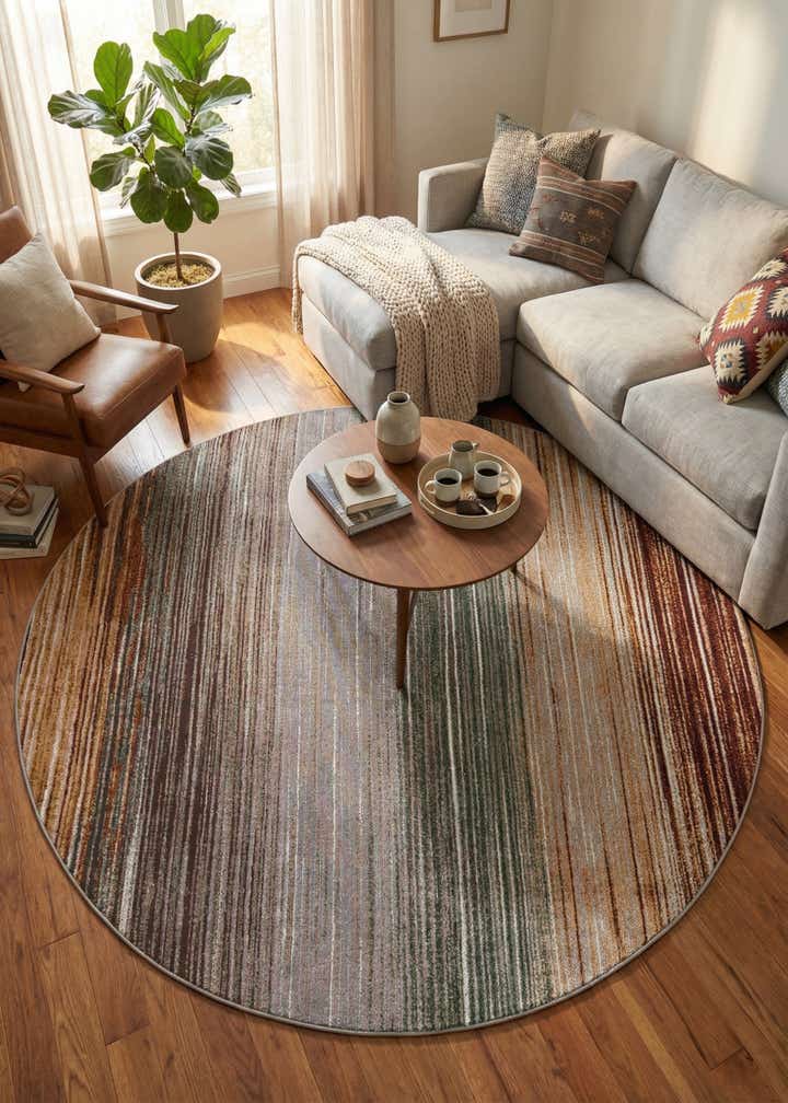 7' 10 x 7' 10 Easy-Clean Modern Indoor / Outdoor Round Rug
