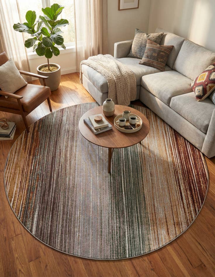 Detail image of 7' 10 x 7' 10 Easy-Clean Modern Indoor / Outdoor Round Rug