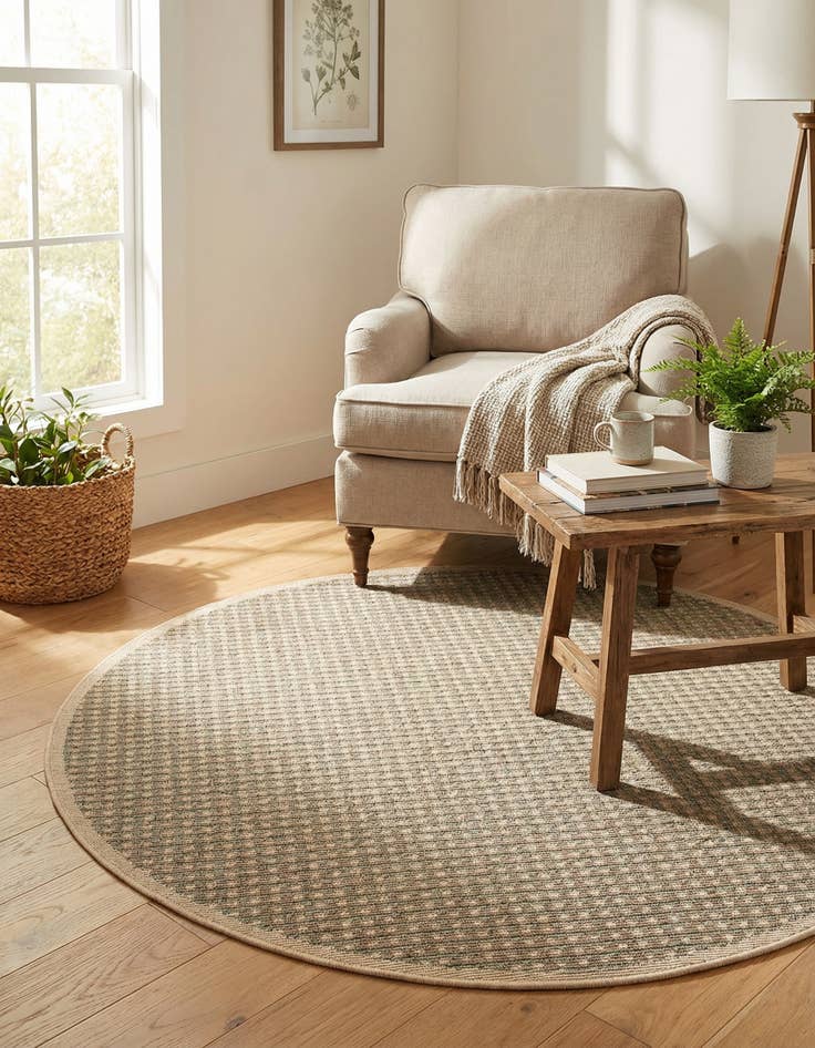 Detail image of 4' x 4'  Washable Border Indoor / Outdoor Round Rug