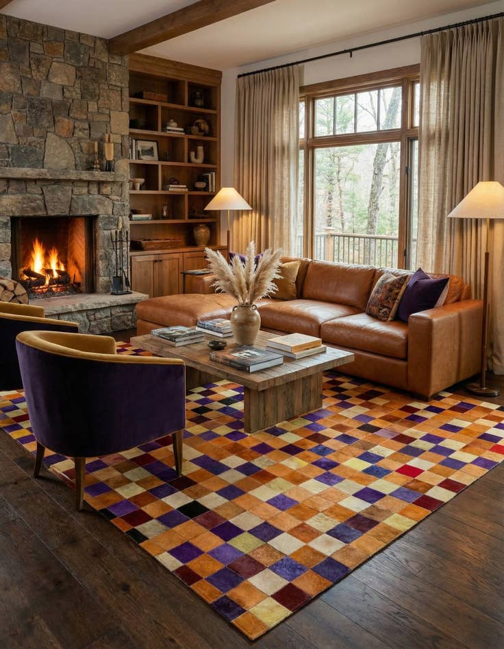 Detail image of  8' x 10' Cowhide - Patchwork Rug