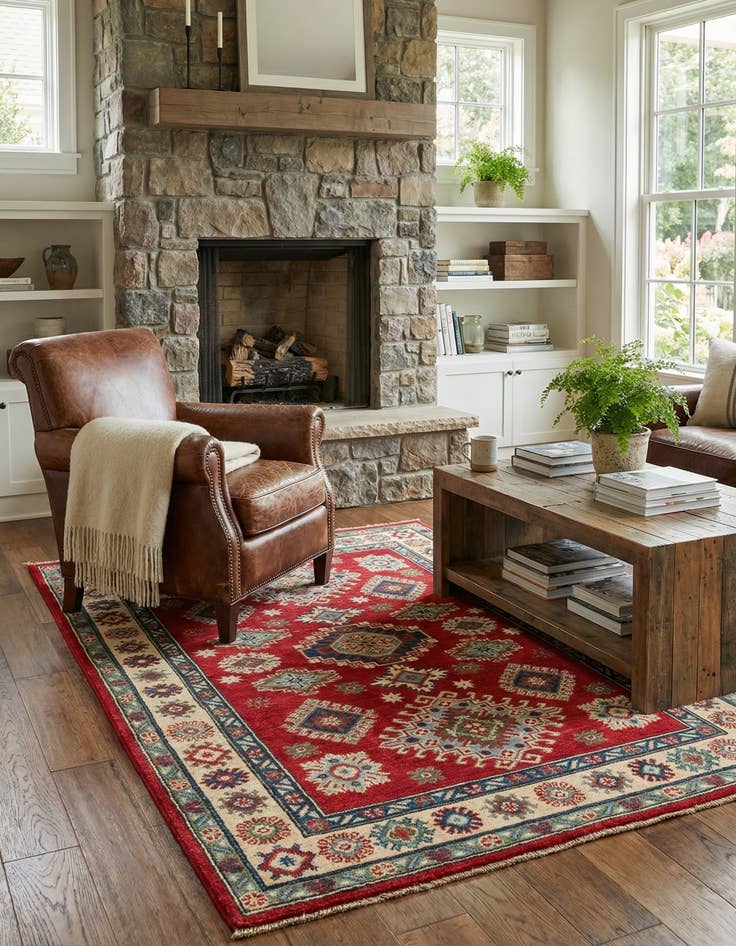 Detail image of 4' x 6'  Hand Knotted Kazak Rug