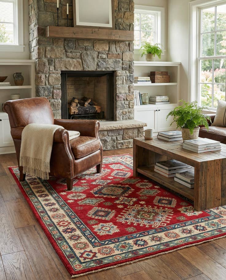 Detail image of 4' x 6' Hand Knotted Kazak Rug