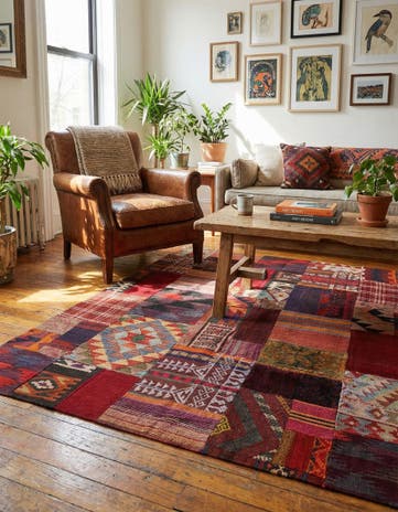 4' 2 x 6' Hand Woven Kilim Patchwork Wool Rug
