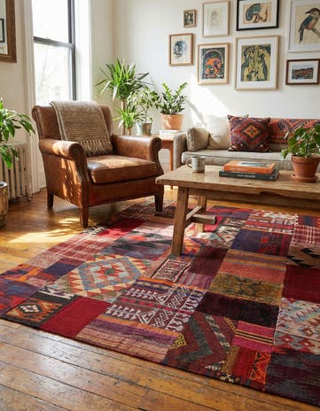 4' 2 x 6' Hand Woven Kilim Patchwork Wool Rug