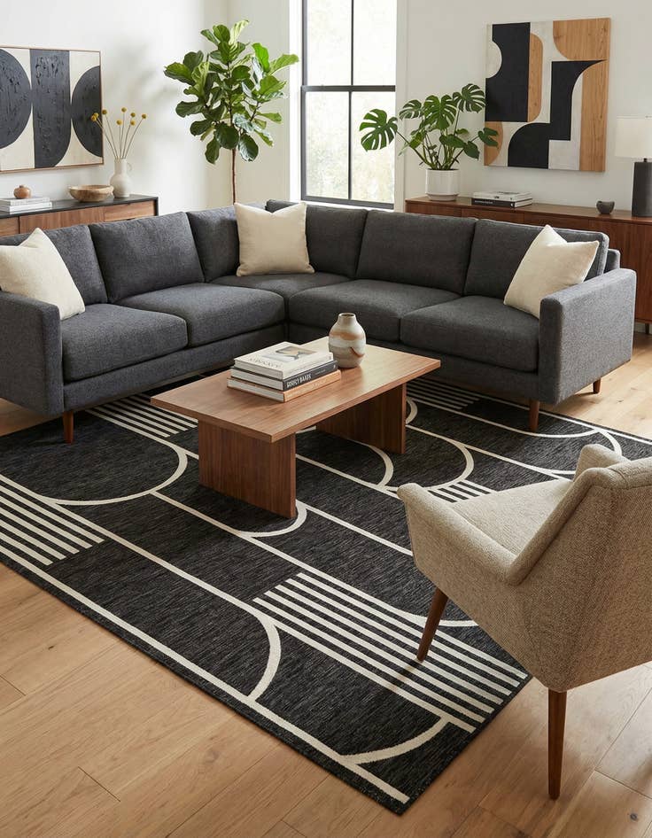 Detail image of  10' x 10'  Washable Modern Indoor / Outdoor Square Rug