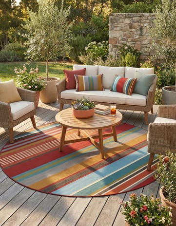 7' 10 x 7' 10 Easy-Clean Modern Indoor / Outdoor Round Rug