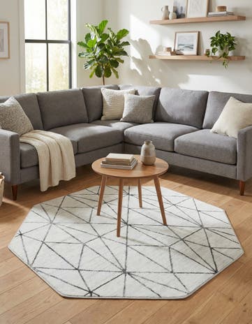 White Lattice Trellis Octagon Rug