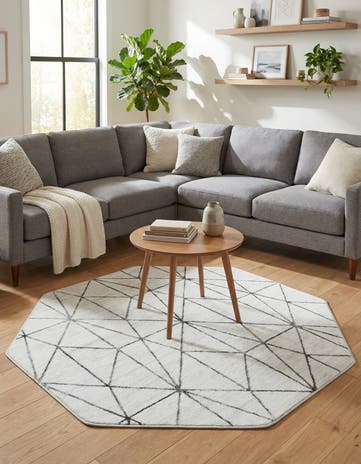 White Lattice Trellis Octagon Rug