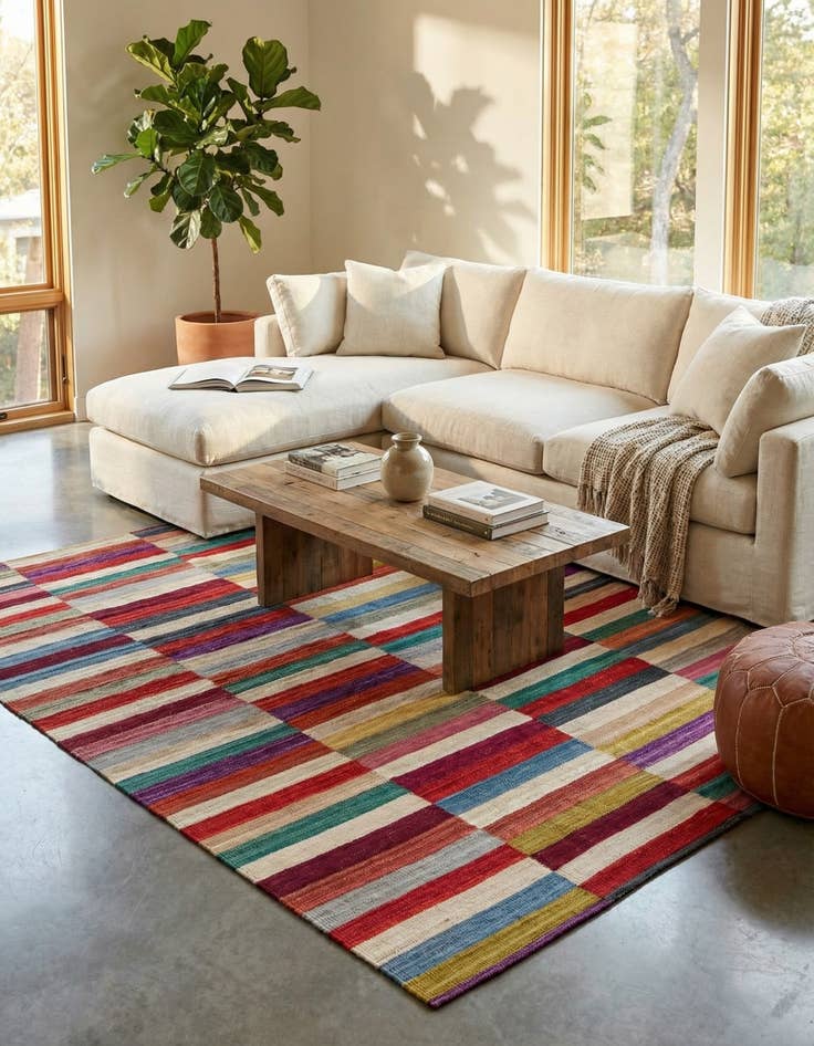 Detail image of 5' 10 x 7' 8  Hand Woven Kilim Modern Wool Rug