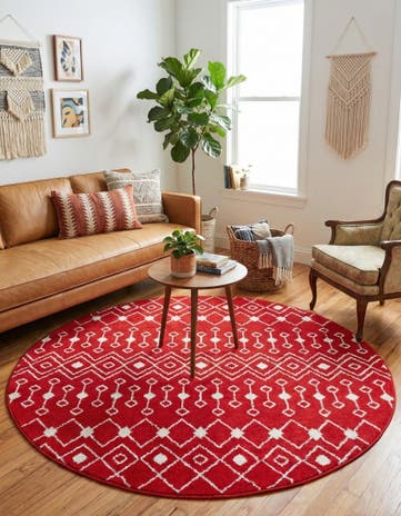 5' 3 x 5' 3 Moroccan Trellis Round Rug