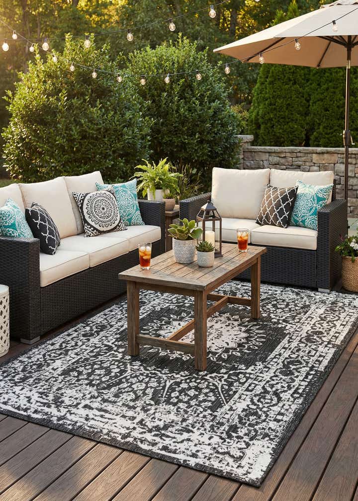 6' x 9' Easy-Clean Traditional Indoor / Outdoor Rug
