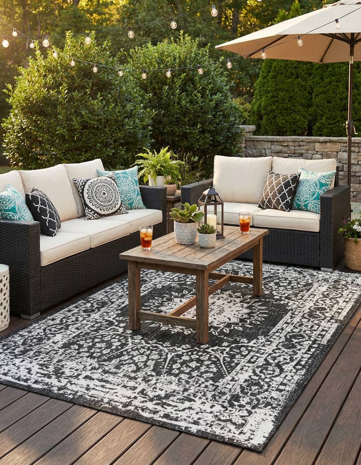 Detail image of 6' x 9'  Washable Traditional Indoor / Outdoor Rug