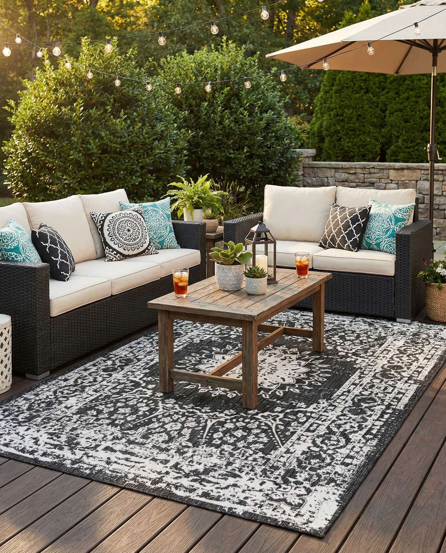 6' x 9' Easy-Clean Traditional Indoor / Outdoor Rug