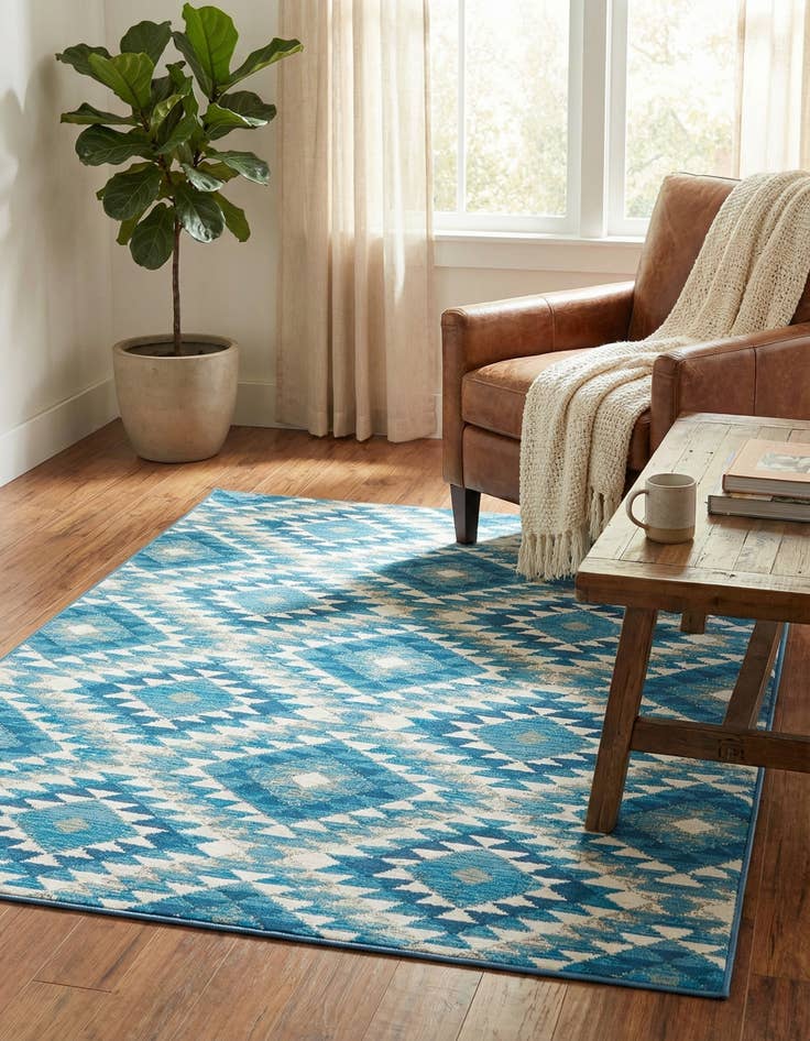 Detail image of 4' x 6' Easy-Clean Southwestern Indoor / Outdoor Rug
