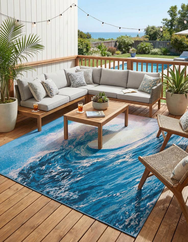Detail image of 7' 10 x 10'  Washable Modern Indoor / Outdoor Rug