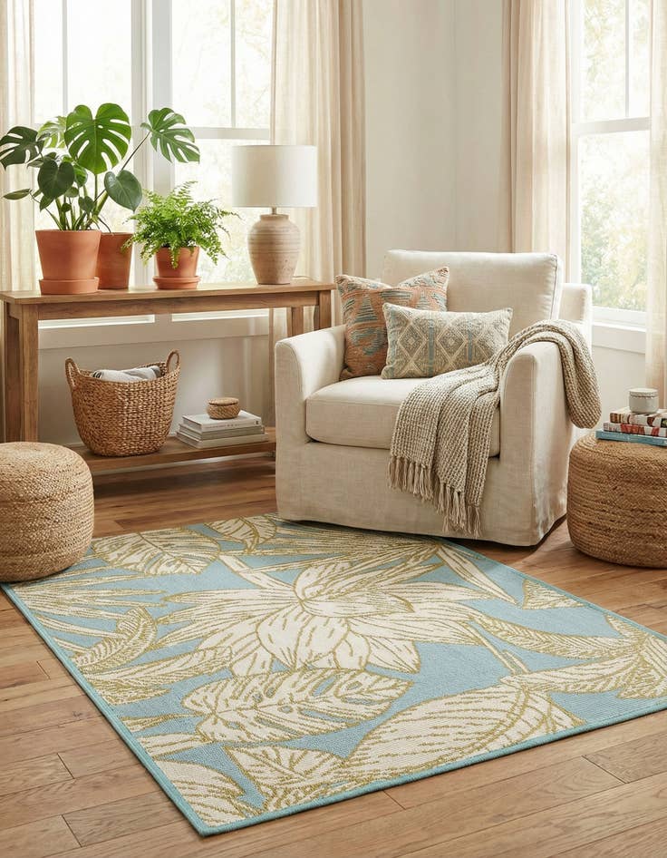 Detail image of 2' x 3'  Washable Botanical Indoor / Outdoor Rug