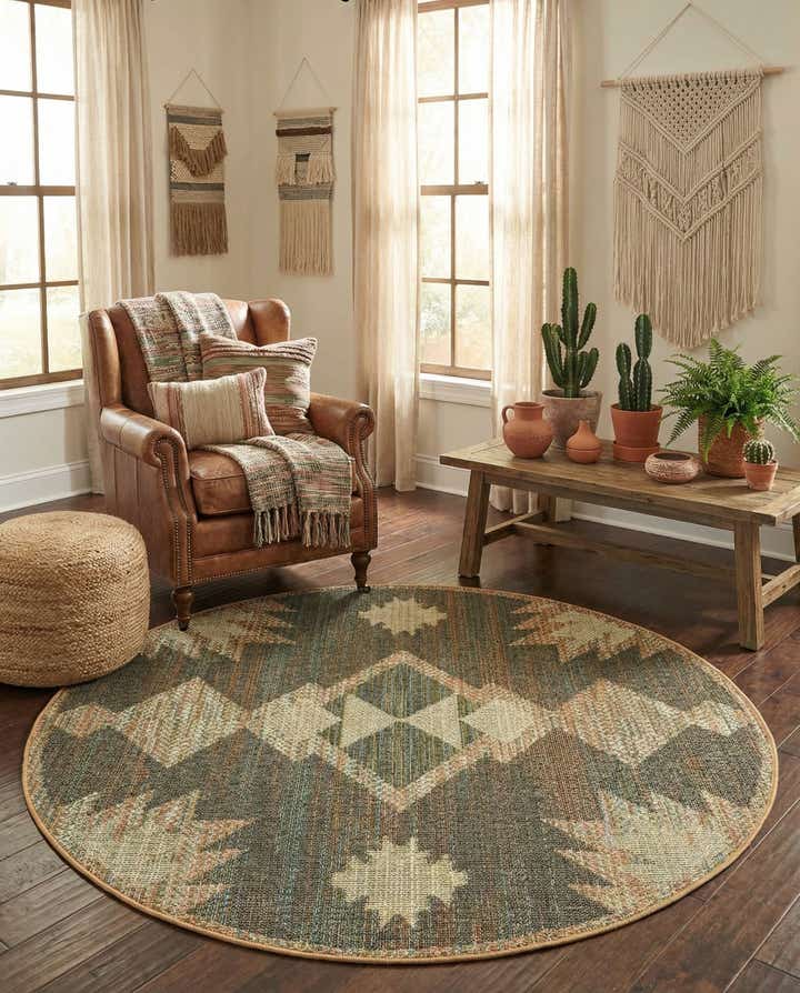 5' 3 x 5' 3 Easy-Clean Baja Indoor / Outdoor Round Rug