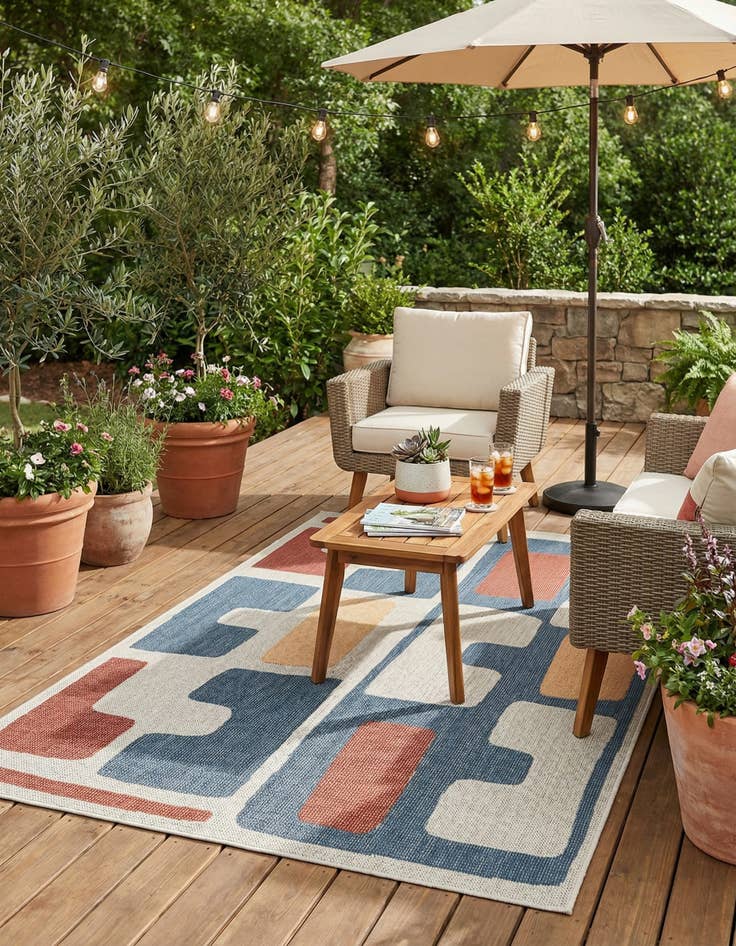Detail image of 5' 3 x 8'  Washable Baja Indoor / Outdoor Rug
