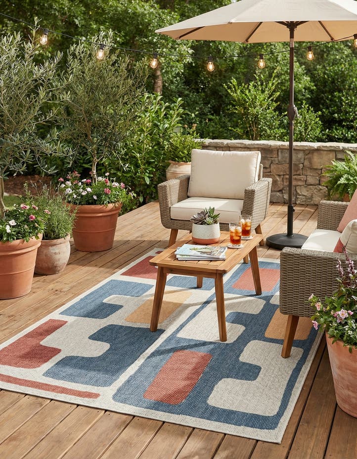 5' 3 x 8' Easy-Clean Baja Indoor / Outdoor Rug