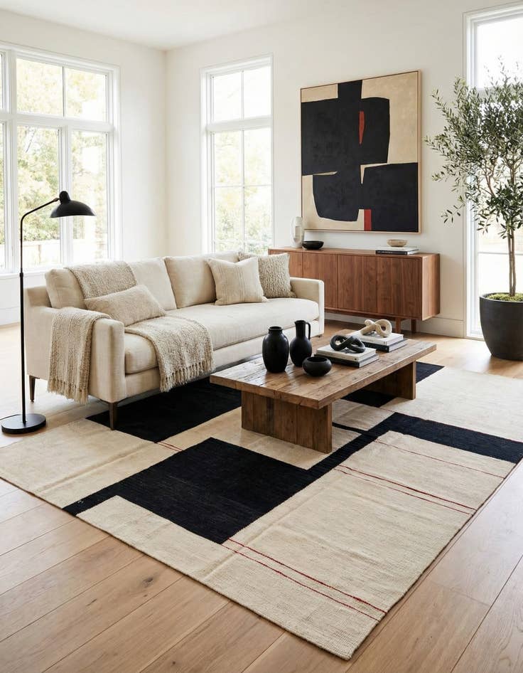 Detail image of  6' x 7' 8  Hand Woven Kilim Modern Wool Rug