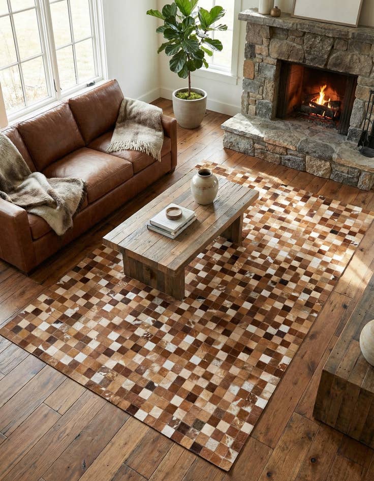 Detail image of 4' 10 x 7' 9 Cowhide Stocks Rug