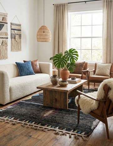 4' 2 x 6' 4 Hand Knotted Moroccan Wool Rug