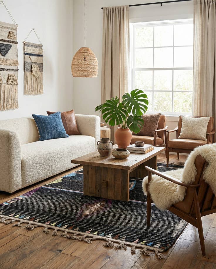 Detail image of 4' 2 x 6' 4 Hand Knotted Moroccan Wool Rug