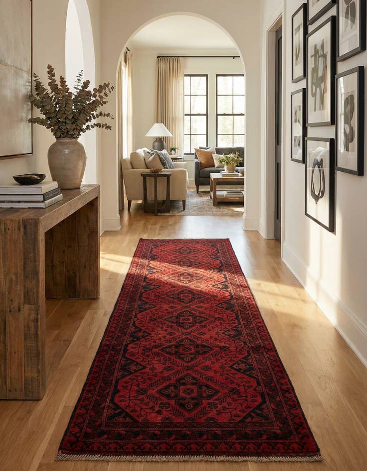 Detail image of  2' 8 x 9' 7  Hand Knotted Khal Mohammadi Wool Runner Rug