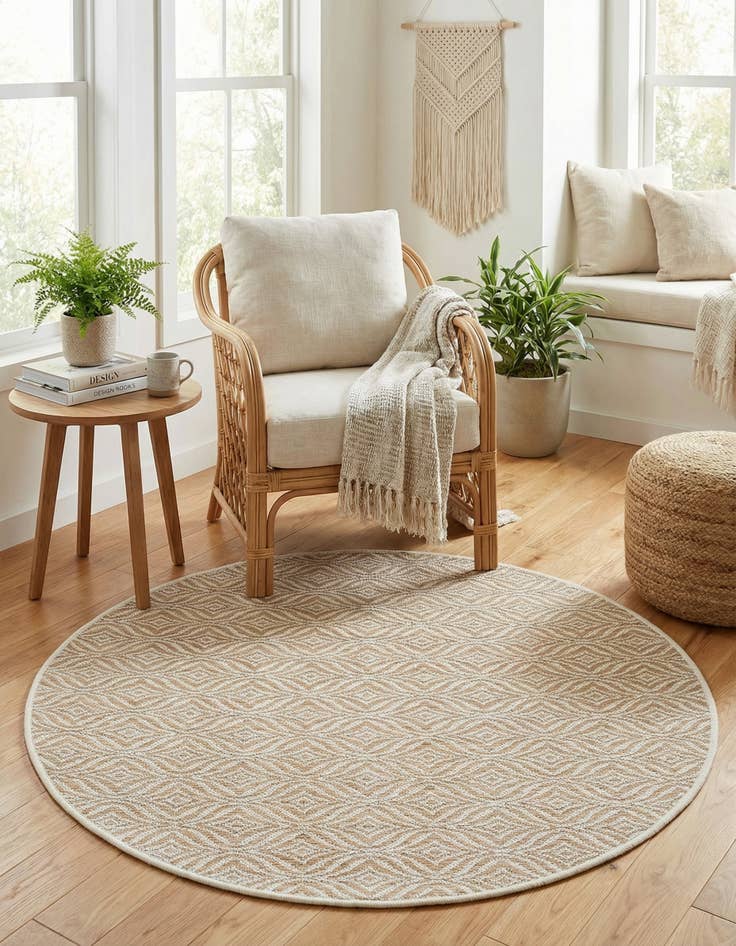 Detail image of 4' x 4'  Washable Trellis Indoor / Outdoor Round Rug