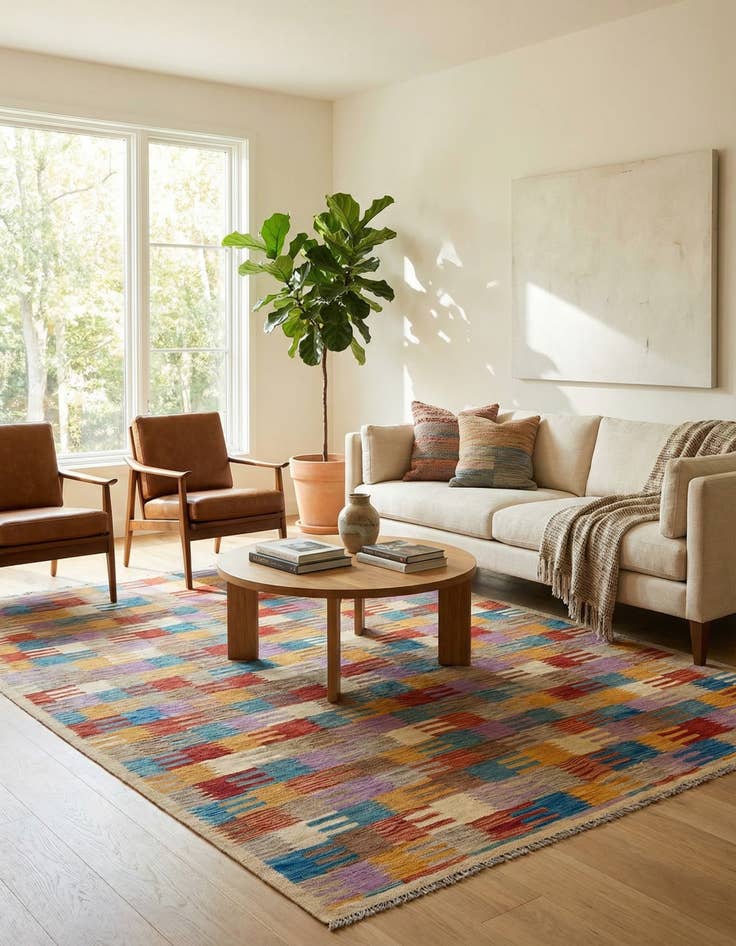 Detail image of  6' 8 x 9' 8  Hand Woven Kilim Modern Wool Rug