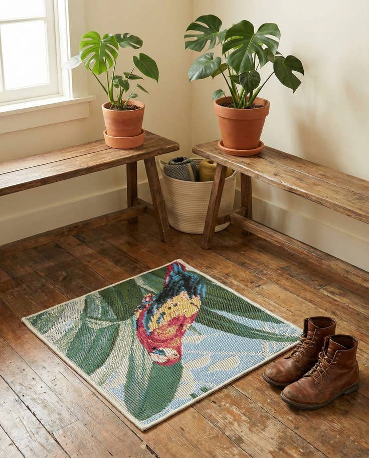Detail image of 1' 4 x 1' 4 Easy-Clean Botanical Indoor / Outdoor Sample Rug