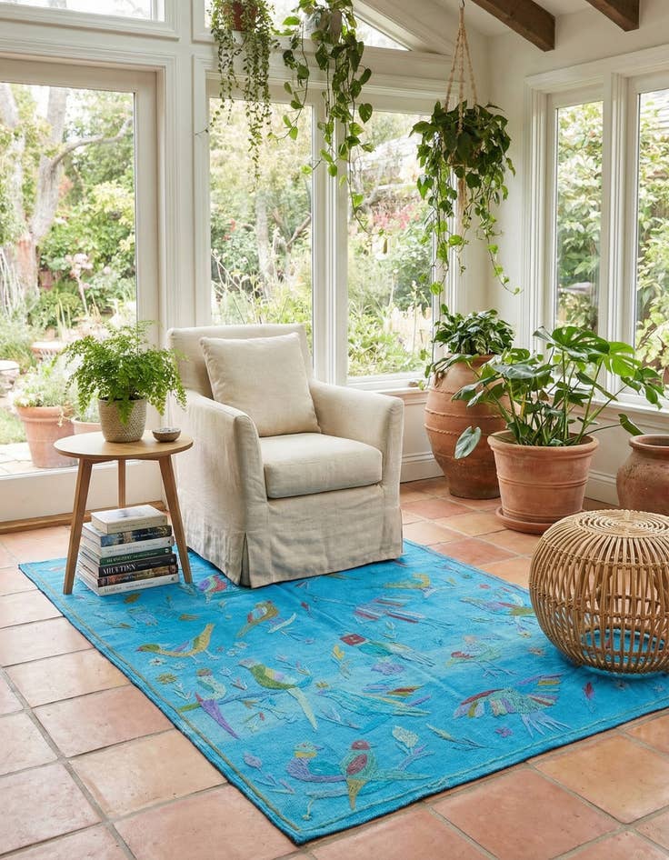 Detail image of 4' x 5' 6  Hand Woven Kilim Suzani Wool Rug