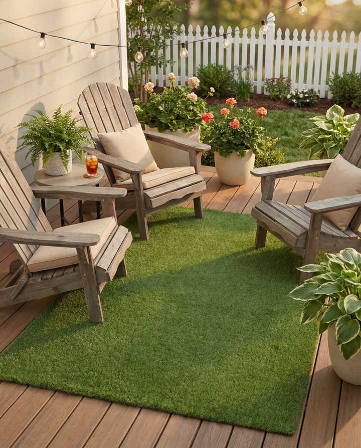 5' x 8' Easy-Clean Grass Indoor / Outdoor Rug