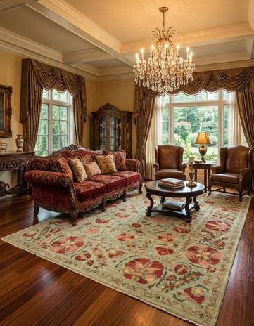 6' 6 x 9' 7 Hand Knotted Ariana Ziegler Oriental Rug
