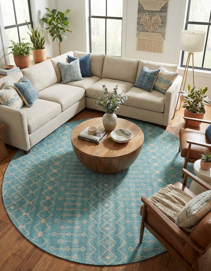 Detail image of 10' 8 x 10' 8 Easy-Clean Trellis Indoor / Outdoor Round Rug