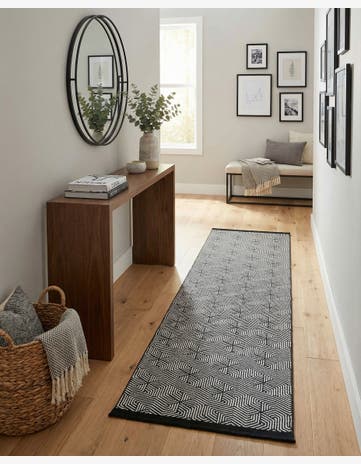 Black and White Milano Runner Rug