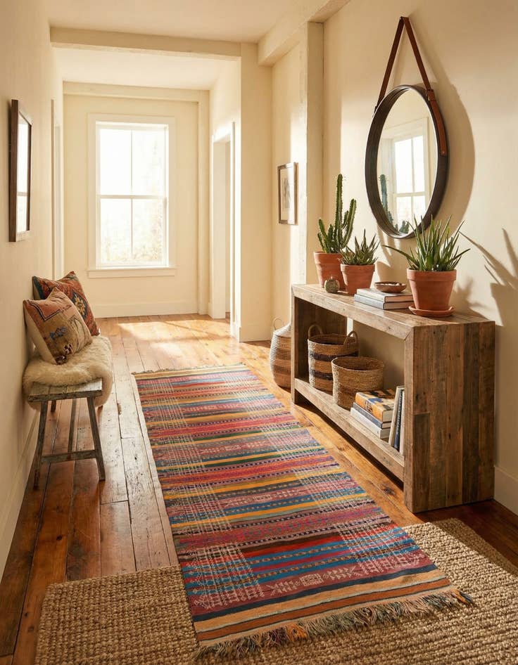 Detail image of  3' 9 x 10'  Hand Woven Kilim Fars Wool Runner Rug