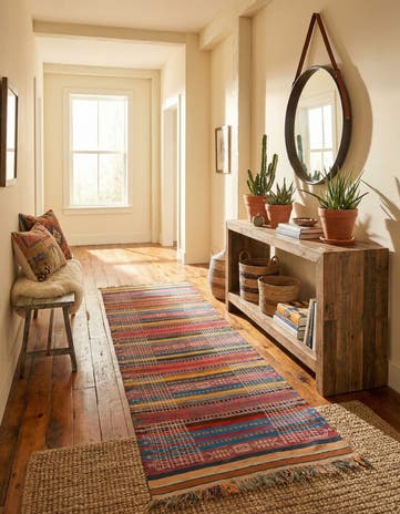 3' 9 x 10' Hand Woven Kilim Fars Wool Runner Rug