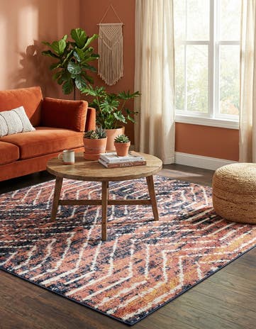 Rust Orange Tagine Square Rug