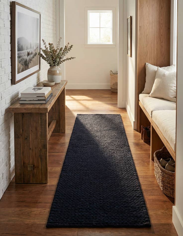 Detail image of 2' x 6' 7  Hand Woven Lana New Zealand Wool Runner Rug